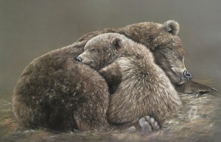 Mama Bear and Three Cubs Mural - Murals Your Way