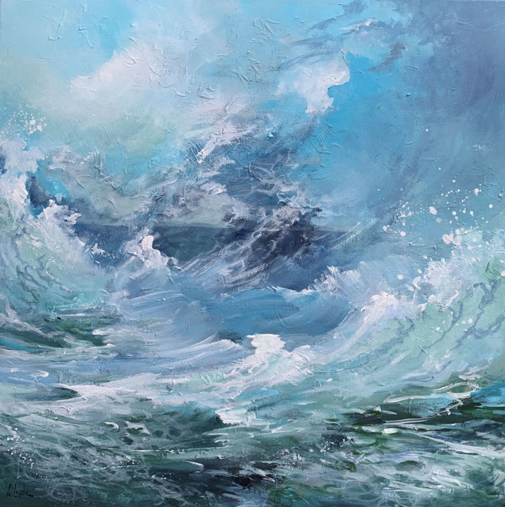 Картина под названием "Moving ocean" - Irina Laube, Подлинное произведение искусства, Акрил