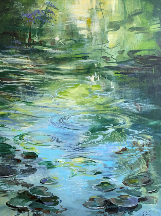 Malerei mit dem Titel "Forest brook II" von Irina Laube, Original-Kunstwerk, Acryl