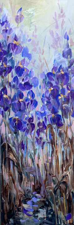Malerei mit dem Titel "Blue irises II" von Irina Laube, Original-Kunstwerk, Acryl
