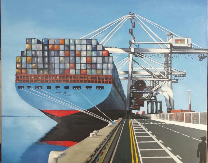 绘画 标题为“Le port du Havre” 由Irina R, 原创艺术品, 油 安装在木质担架架上
