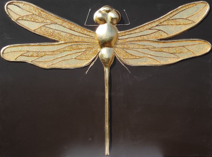 "Dragonfly love" başlıklı Heykel Irina Tkachenko (iraHAPPYart) tarafından, Orijinal sanat, Alçı Ahşap Sedye çerçevesi üzerin…
