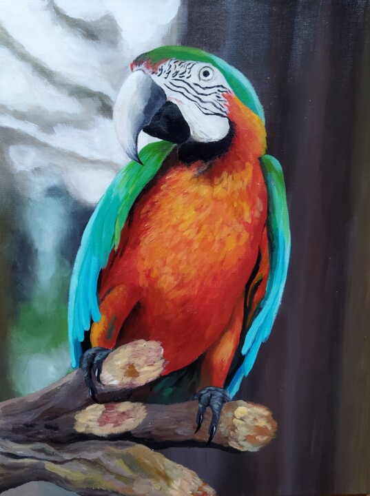 Malerei mit dem Titel "Parrot" von Irina Vishnevetskaia, Original-Kunstwerk, Acryl