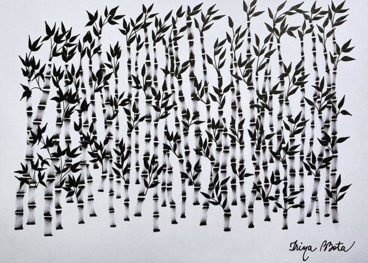 Bamboo Forest Ink Pen Drawing Drawing By Irina ota Artmajeur