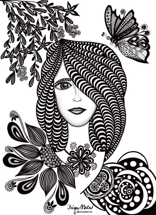 Doodle Art, original artwork, Woman