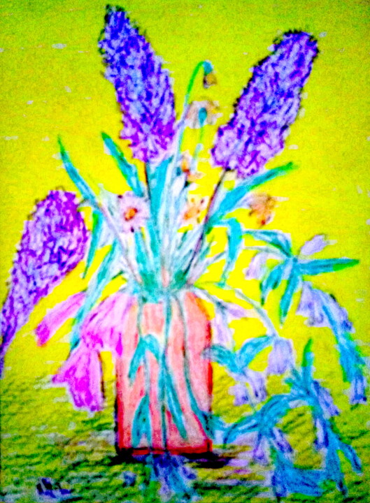 Painting titled "Field Flowers in Va…" by Irina Rabeja, Original Artwork, Pencil