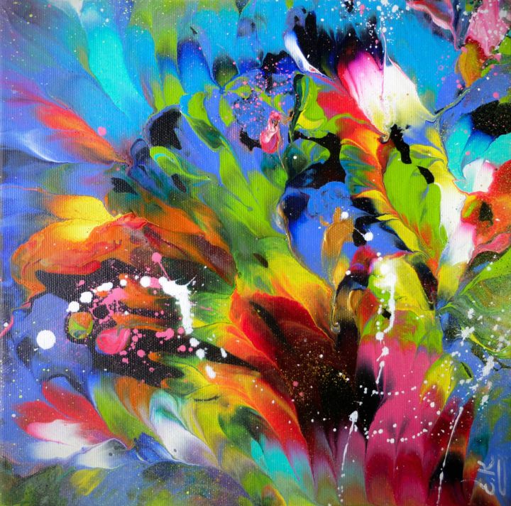 Картина под названием ""Colorful Florals"…" - Irini Karpikioti, Подлинное произведение искусства, Акрил