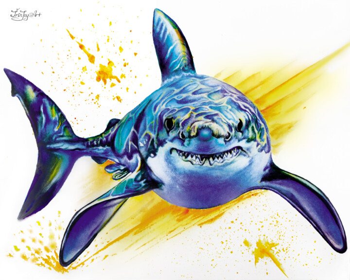 绘画 标题为“Whale shark Ocean a…” 由Irinjoyart, 原创艺术品, 水彩
