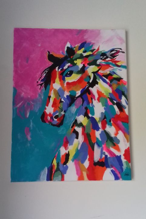 Картина под названием "Color horse" - Color7, Подлинное произведение искусства, Акрил