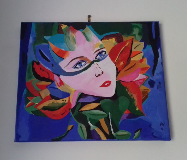 Schilderij getiteld "Máscara" door Color7, Origineel Kunstwerk, Acryl