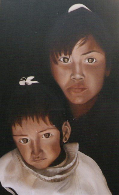 Картина под названием "hermanas tehuelches" - Iris Erezuma, Подлинное произведение искусства