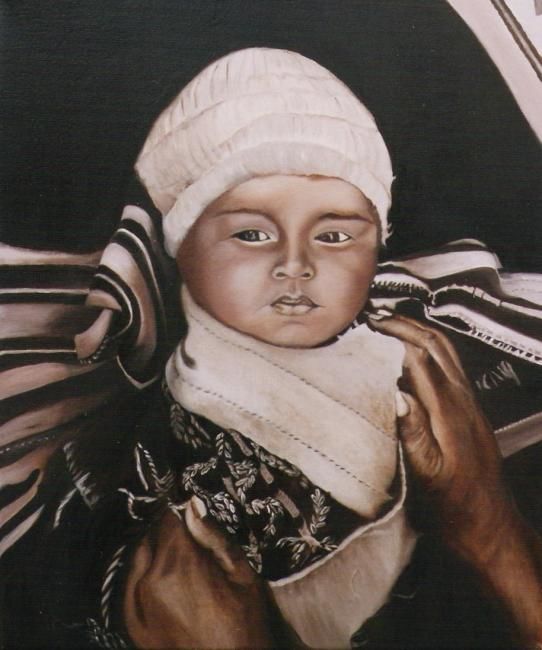 Картина под названием "niño mapuche" - Iris Erezuma, Подлинное произведение искусства