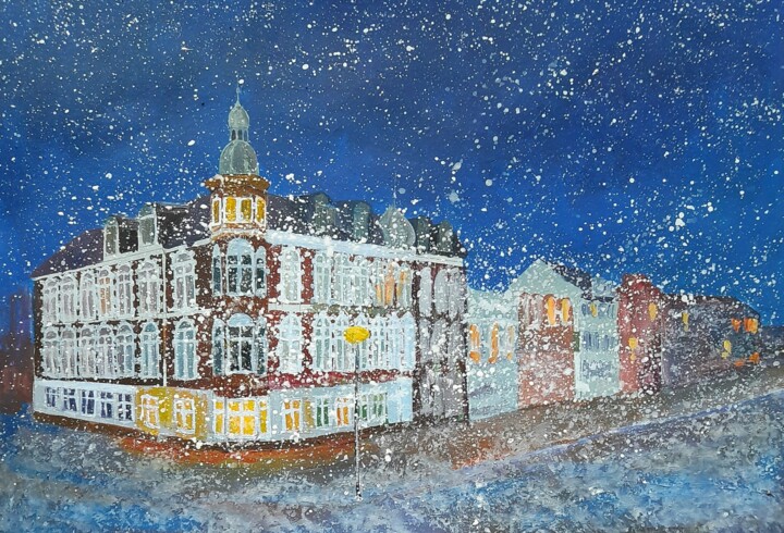 Painting titled ""Viborg. Winter eve…" by Iryna Makhovska, Original Artwork, Acrylic