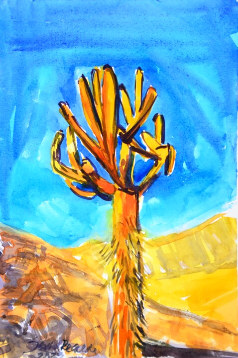 Pittura intitolato "Candelabro cactus" da Isabel Zuniga Recalde, Opera d'arte originale, Acquarello