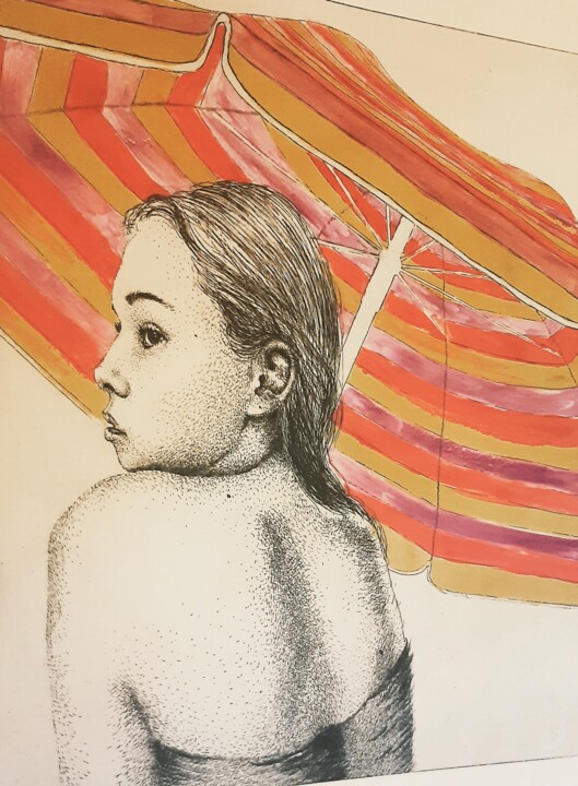 Gravures & estampes intitulée ""Jeune et jolie "" par Isabelle Desaulty, Œuvre d'art originale, Eau-forte