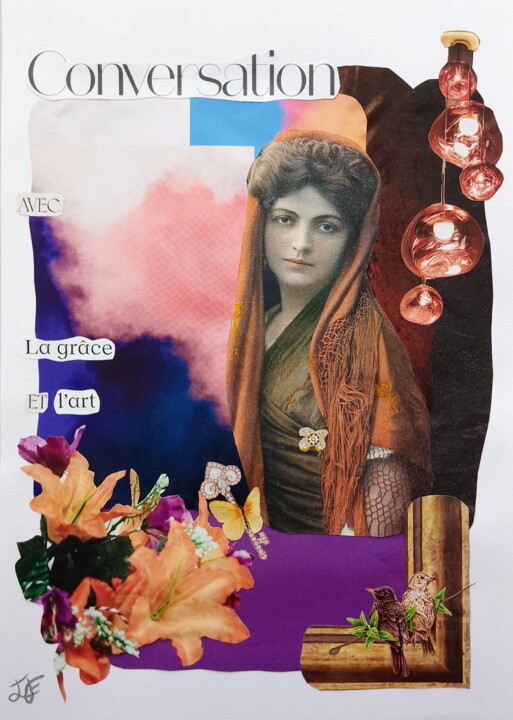 Collages titled "Conversation avec l…" by Isabelle Flegeau, Original Artwork, Collages