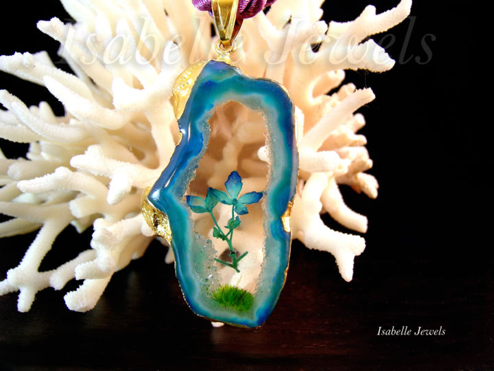 Ремесла под названием "fiore ortensia blu…" - I Fiori Di Isabelle Jewels, La Natura Ne, Подлинное произведение искусства