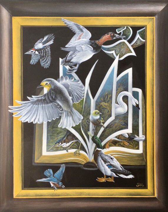 Картина под названием "Le livre des oiseaux" - Isabelle Molinard, Подлинное произведение искусства, Акрил
