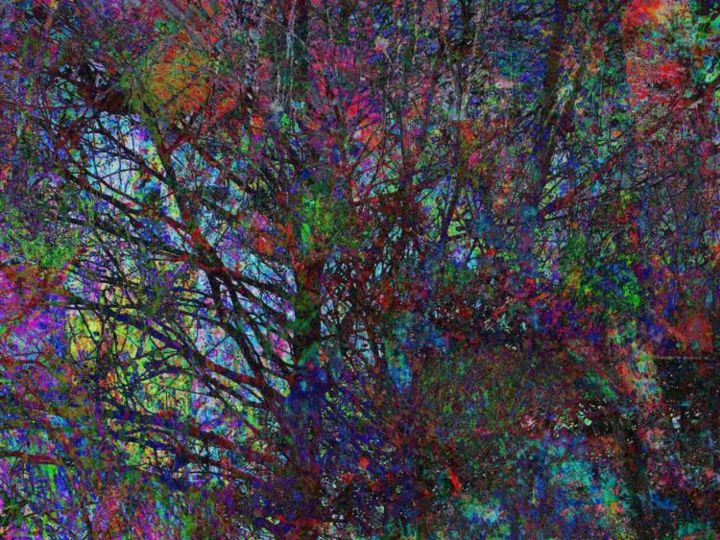 Digitale Kunst getiteld "Crimson shadow tree" door Millenia Foxtrot (Shadow Zero), Origineel Kunstwerk