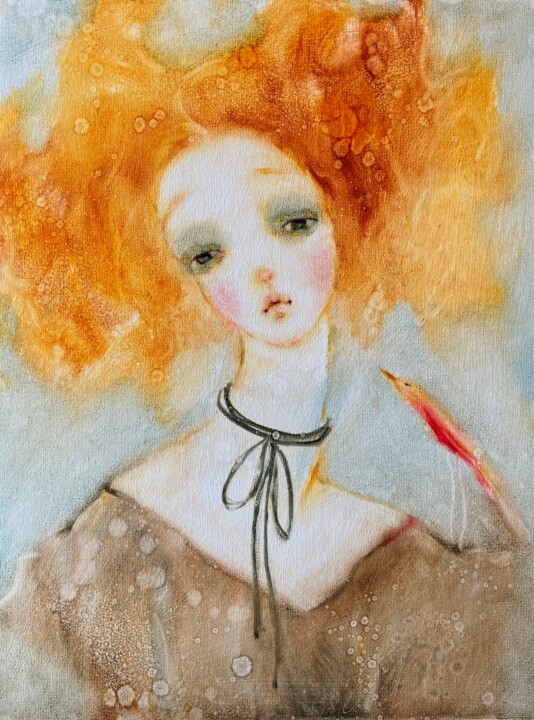 Malerei mit dem Titel "Josephine's Dreams" von Isolde Pavlovskaya, Original-Kunstwerk, Öl Auf Karton montiert