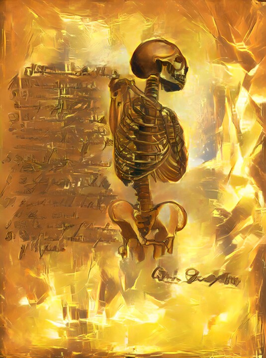 Digitale Kunst getiteld "Golden Skeleton1" door Isra, Origineel Kunstwerk, Digitale fotografie