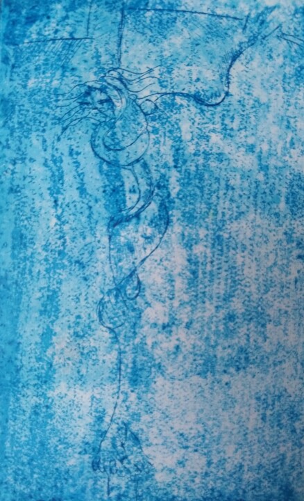 Printmaking titled "Cristo azul" by Israel Arzaluz, Original Artwork, Etching