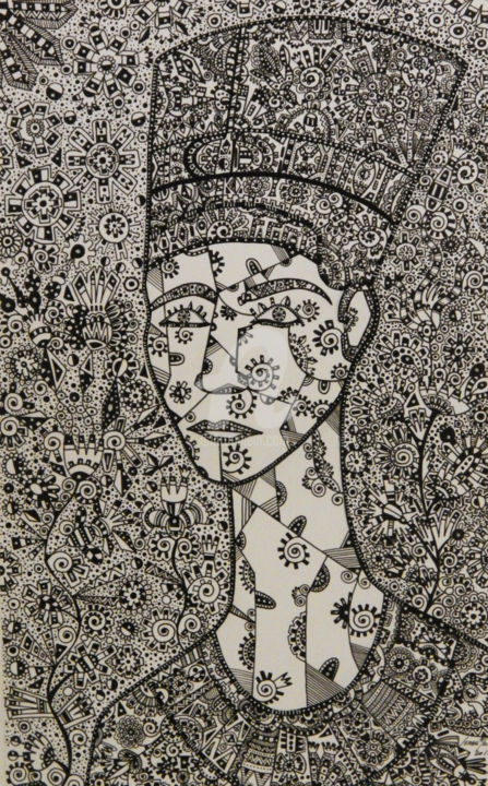Drawing titled "Nefertiti" by Israel Melo, Original Artwork
