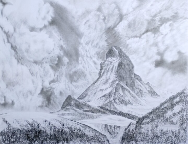 Dibujo titulada "Cervin/Matterhorn" por Iurii Zaika, Obra de arte original, Lápiz