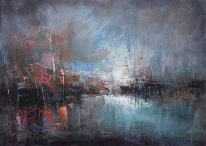 Painting titled "Harbor of destroyed…" by Ivan Grozdanovski, Original Artwork, Acrylic