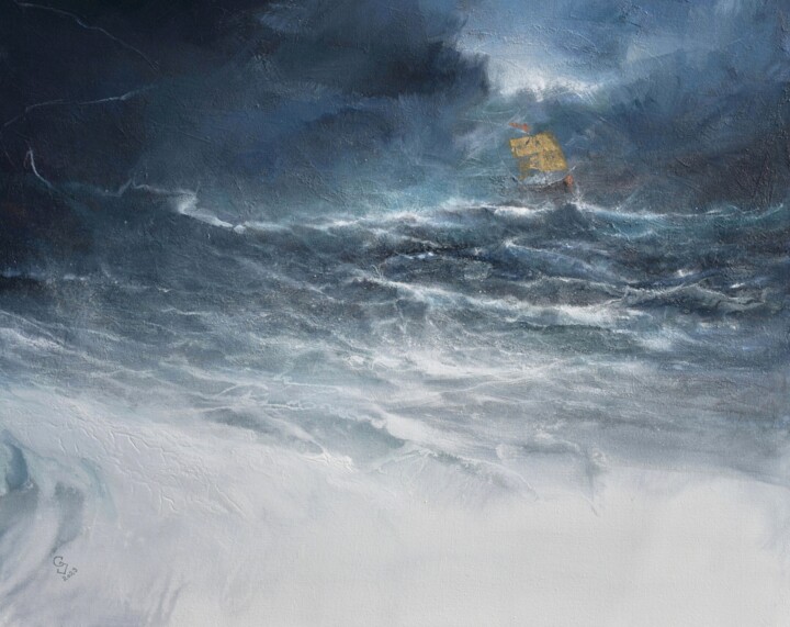 Pittura intitolato "Harbor of destroyed…" da Ivan Grozdanovski, Opera d'arte originale, Acrilico