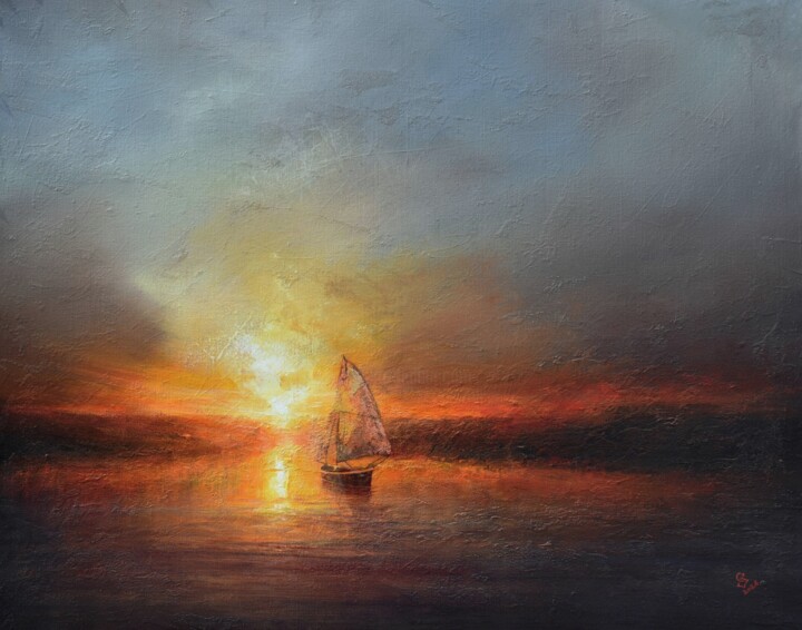 Painting titled "Sailing into a new…" by Ivan Grozdanovski, Original Artwork, Acrylic