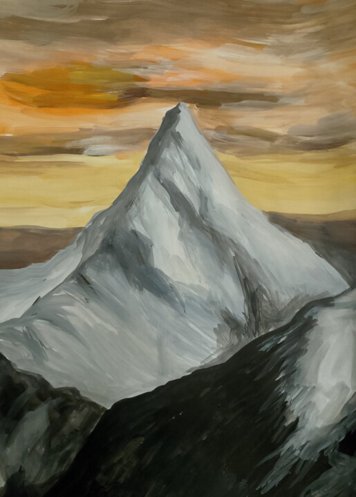 Peinture intitulée "Mountain peaks" par Ivan Skripel, Œuvre d'art originale, Gouache