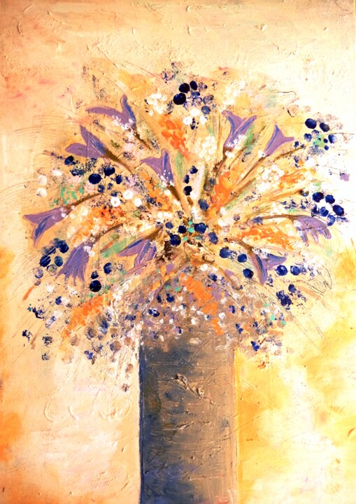 绘画 标题为“A bouquet of meadow…” 由Ivana Pelouchová (IVANEL), 原创艺术品, 丙烯 安装在木质担架架上