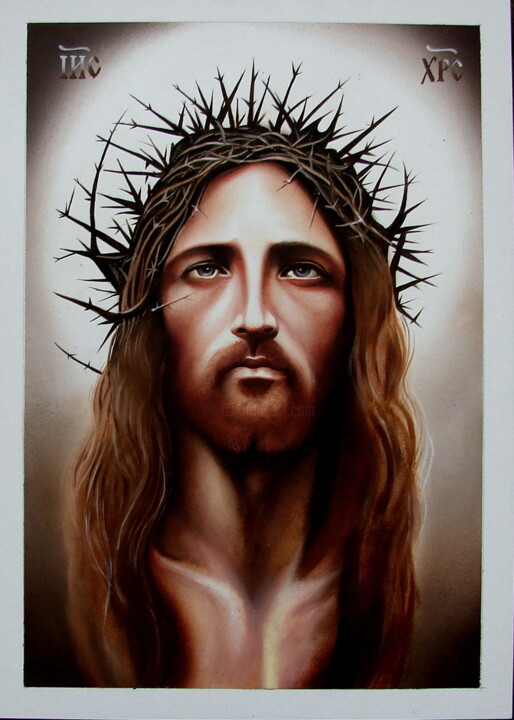 Peinture intitulée "Jesus in the crown…" par Sergei Kolko, Œuvre d'art originale, Huile