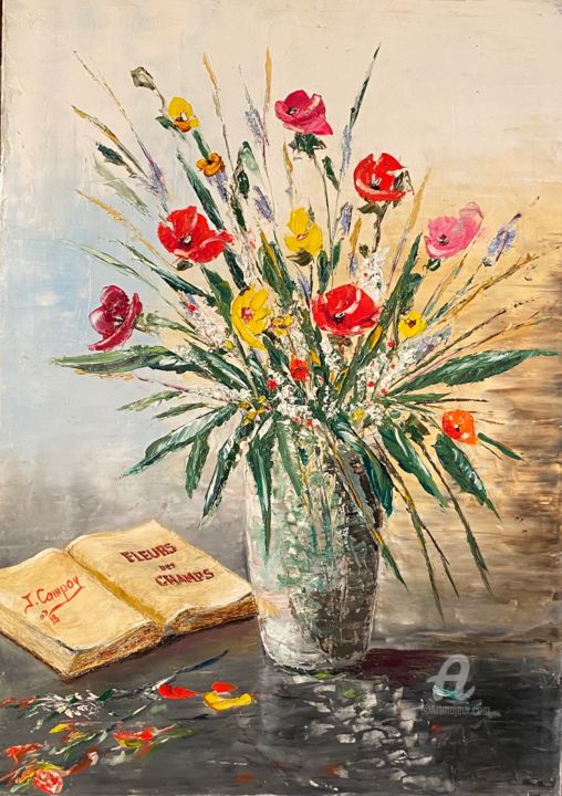 Pittura intitolato "Fleurs des champs" da Joseph Campoy, Opera d'arte originale, Olio
