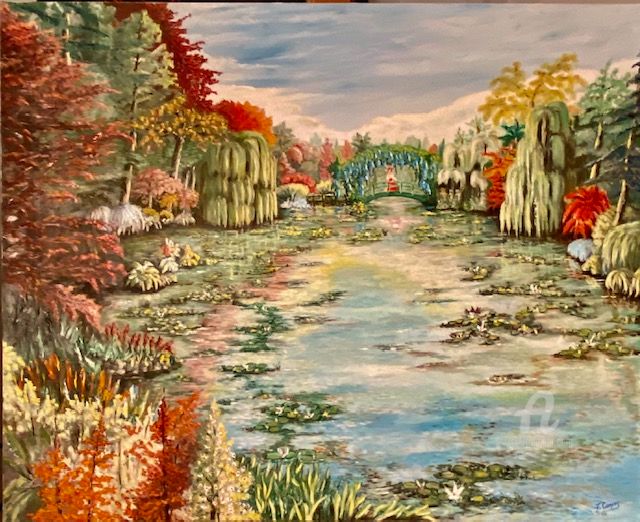 Pittura intitolato "Jardin d'eau" da Joseph Campoy, Opera d'arte originale, Olio