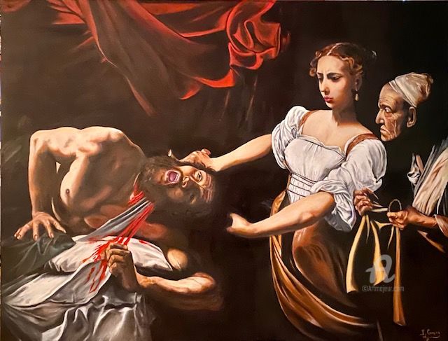 Pittura intitolato "Judith décapitant H…" da Joseph Campoy, Opera d'arte originale, Olio