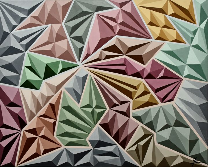 Schilderij getiteld "BROKEN DIAMONDS III" door Jacek Bielawski, Origineel Kunstwerk, Acryl