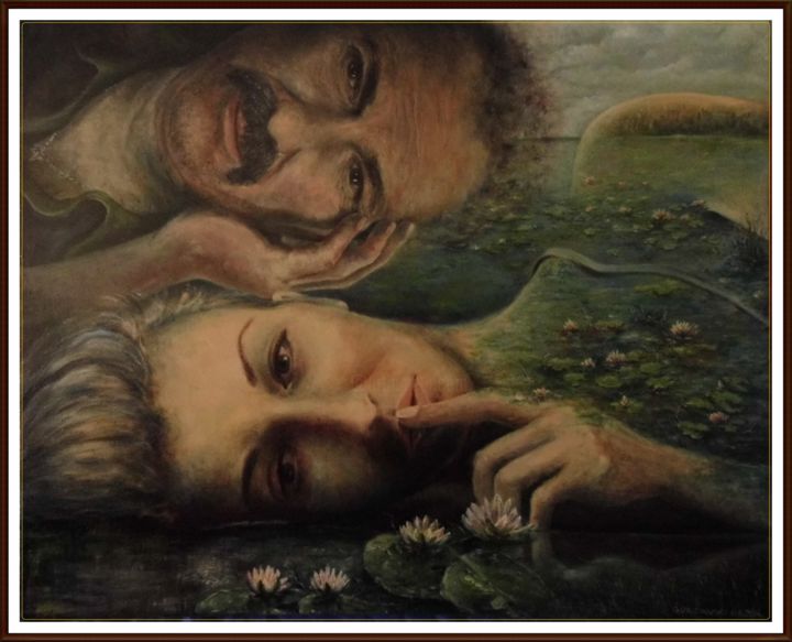 Schilderij getiteld "CÓRUŚ MOJA NENUFARO…" door Jacek Gorzawski, Origineel Kunstwerk, Olie