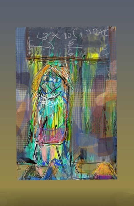 Arts numériques intitulée "La maîtresse d'école" par Jacky Patin, Œuvre d'art originale, Peinture numérique
