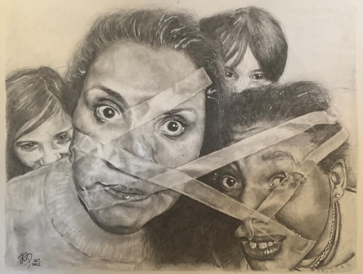 Drawing titled "Trapped" by Jacob Haws, Original Artwork, Graphite