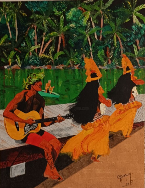 绘画 标题为“Musique et danse d…” 由Jacqueline Chatelain, 原创艺术品, 油 安装在木质担架架上