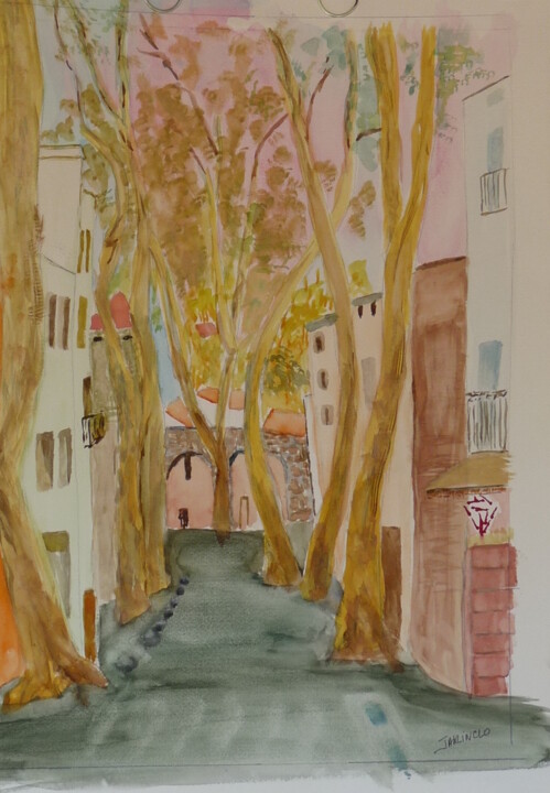 Peinture intitulée "Céret" par Jacqueline Claux (Jaklinclo), Œuvre d'art originale, Aquarelle Monté sur Carton