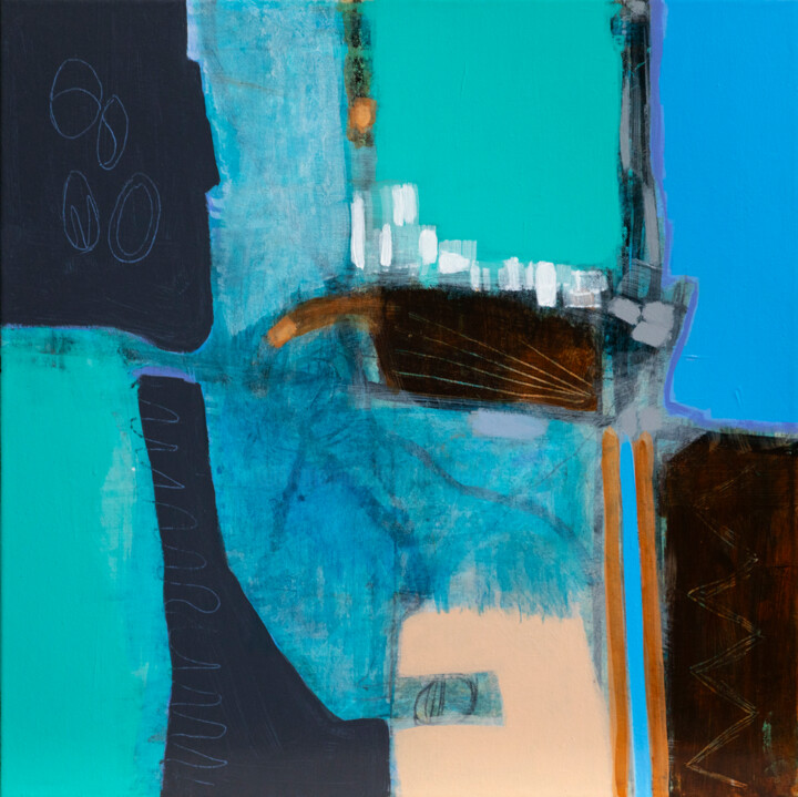 Malerei mit dem Titel "So Blue 5" von Jacqueline Faubert, Original-Kunstwerk, Acryl