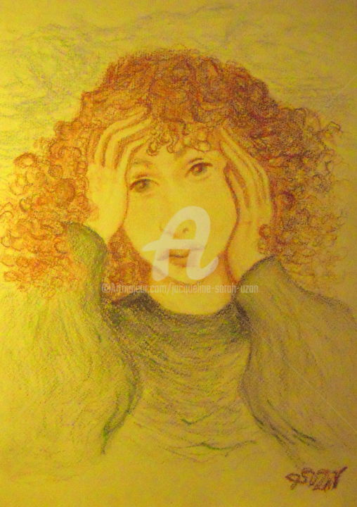 Drawing titled "QUESTIONNEMENT" by Jacqueline Sarah Uzan, Original Artwork, Pastel