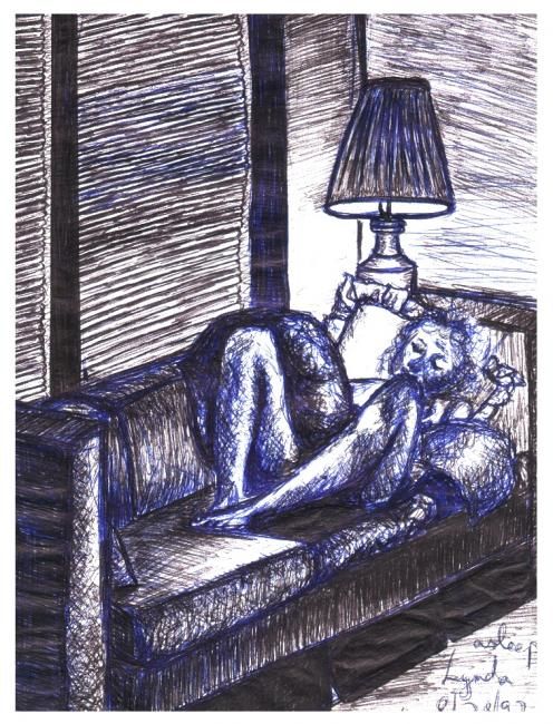 Drawing titled "Linda Sleeping" by Jacqueline Nalett, Original Artwork, Other