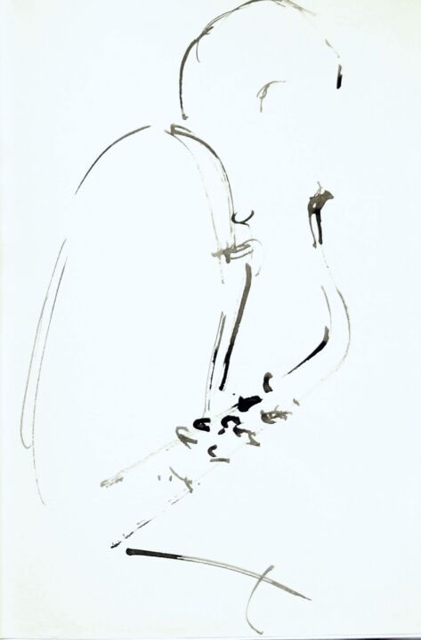 Dessin intitulée "Jazz 7" par Jacqueline Pascaud, Œuvre d'art originale, Encre