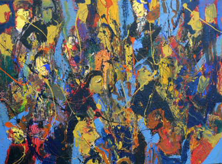 Peinture intitulée "symphonie en bleu" par Jacques Donneaud, Œuvre d'art originale, Acrylique