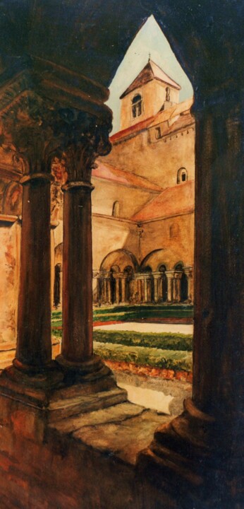 Peinture intitulée "Les jardins du cloi…" par Jacques Moncho (Art d'antan), Œuvre d'art originale, Gouache