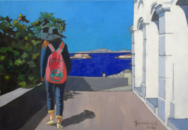 Pintura titulada "Jeune femme solitai…" por Jacques Peyrelevade, Obra de arte original, Oleo Montado en Bastidor de camilla…